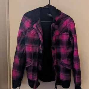 Women's LG Fox Plaid Fleeced Hooded Jacket